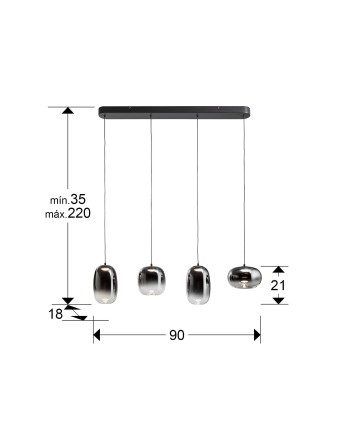 ONICE- LAMPARA 4L NEGRO-SMOKE